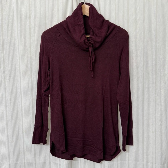 41 Hawthorn Tops - Mix by 41 Hawthorne heathered maroon tie cowl turtleneck long sleeve